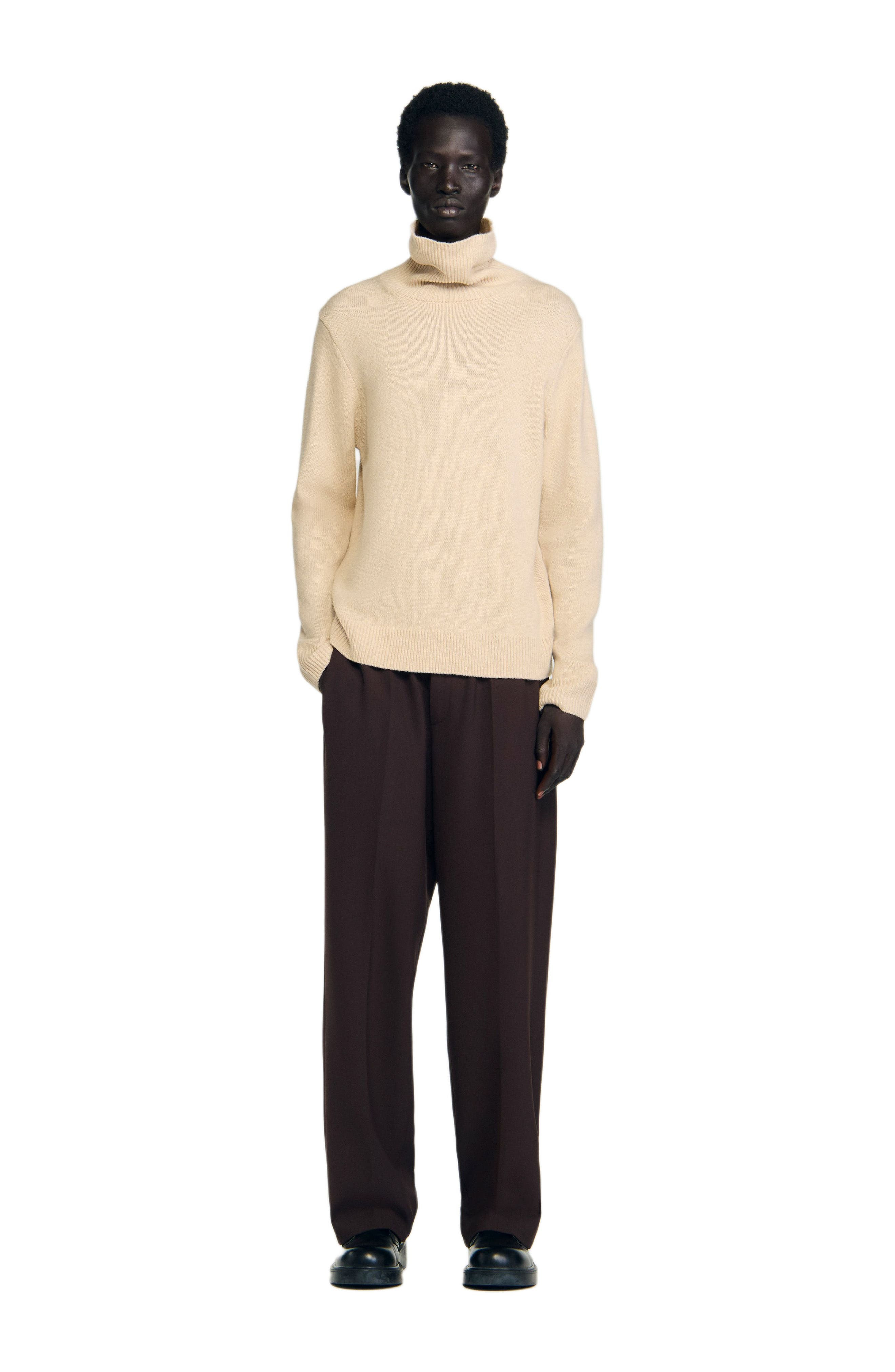 SANDRO Wool and cashmere turtleneck sweater in Beige at Nordstrom - 6