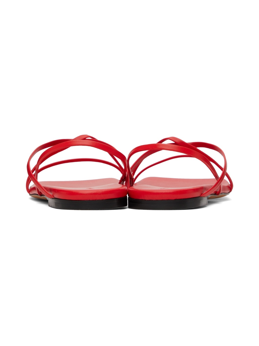 Red Square Flat Strappy Sandals - 2