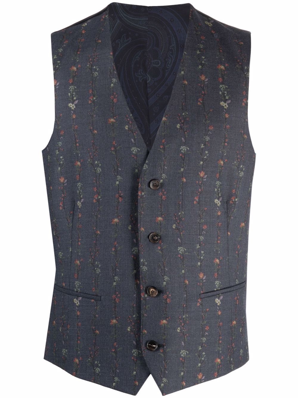 floral-print single-breasted waistcoat - 1