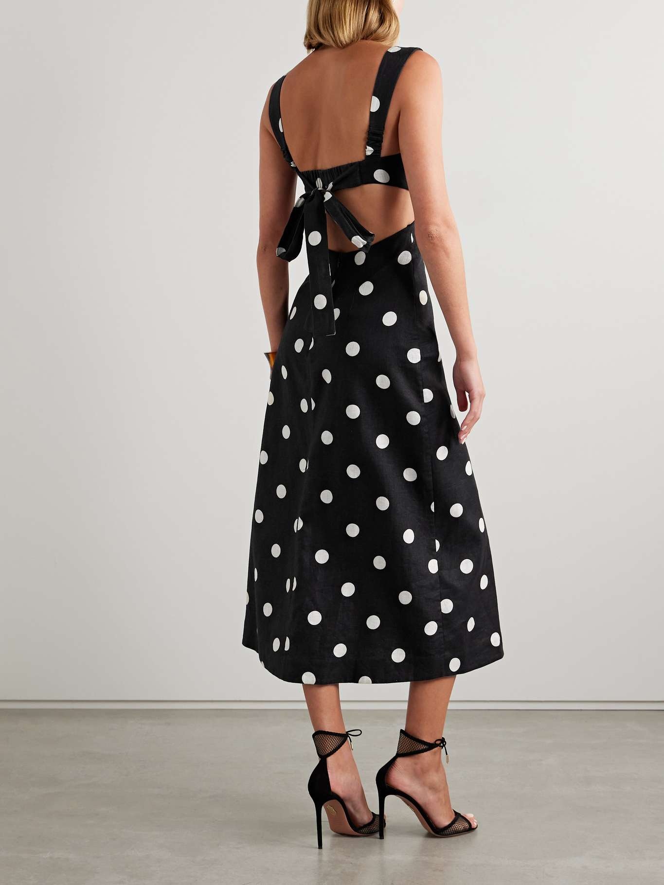 Zimmermann Crush cutout pleated polka-dot linen midi dress - 9687DR251 |  REVERSIBLE