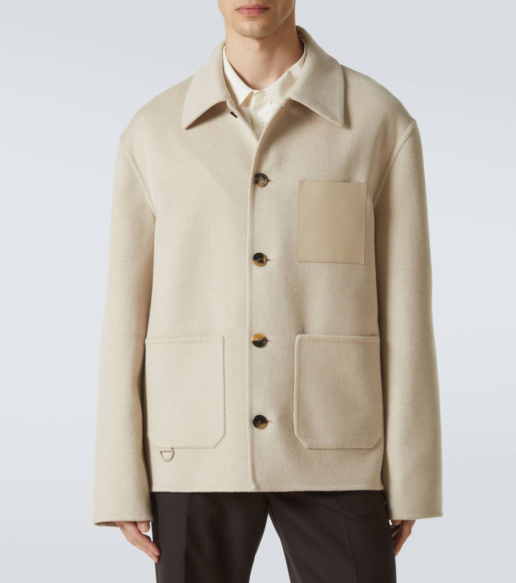 Leather-trimmed wool and cashmere jacket - 3