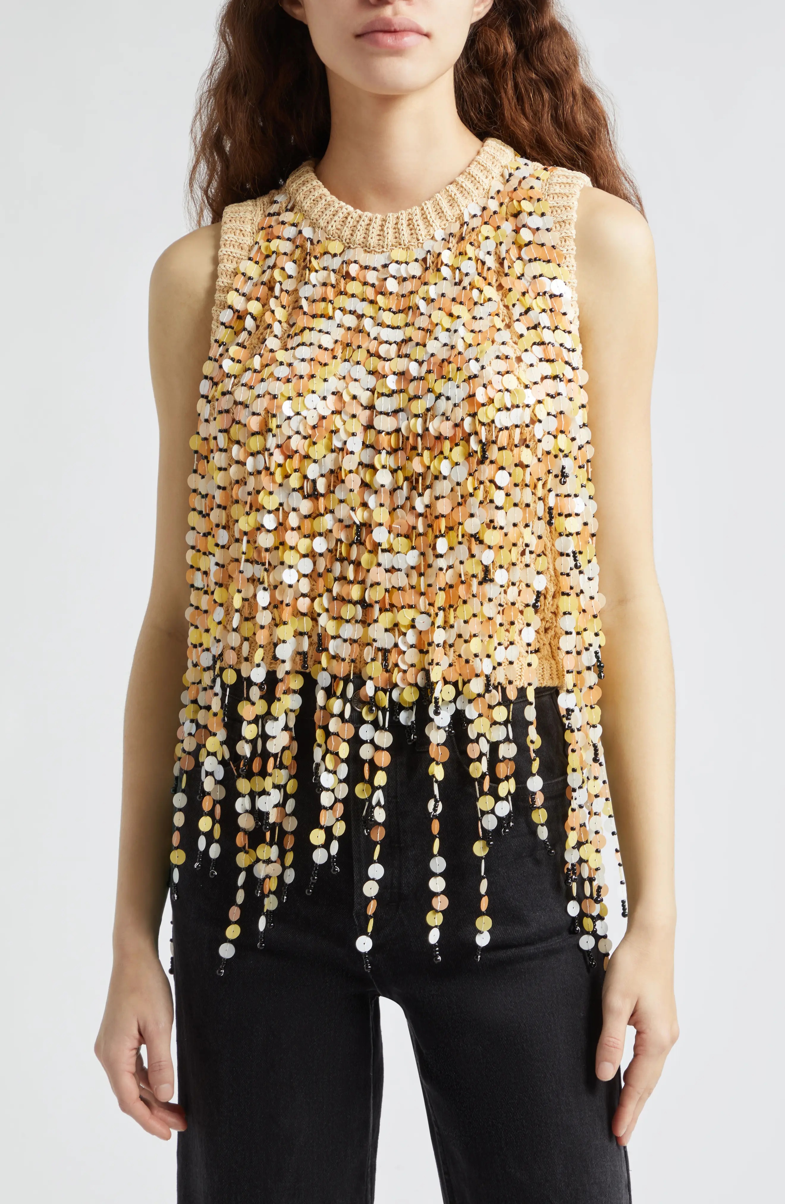 Novalie Beaded Sequin Sleeveless Top - 1