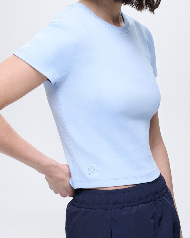 Womens Cropped T-Shirt - Wildflower Blue 4
