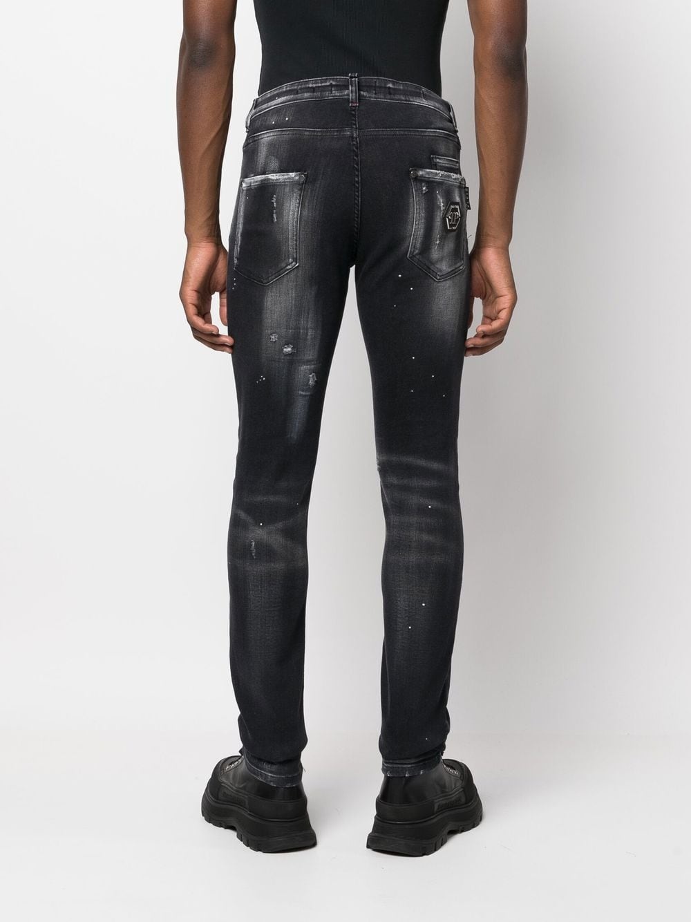 distressed skinny-cut jeans - 4