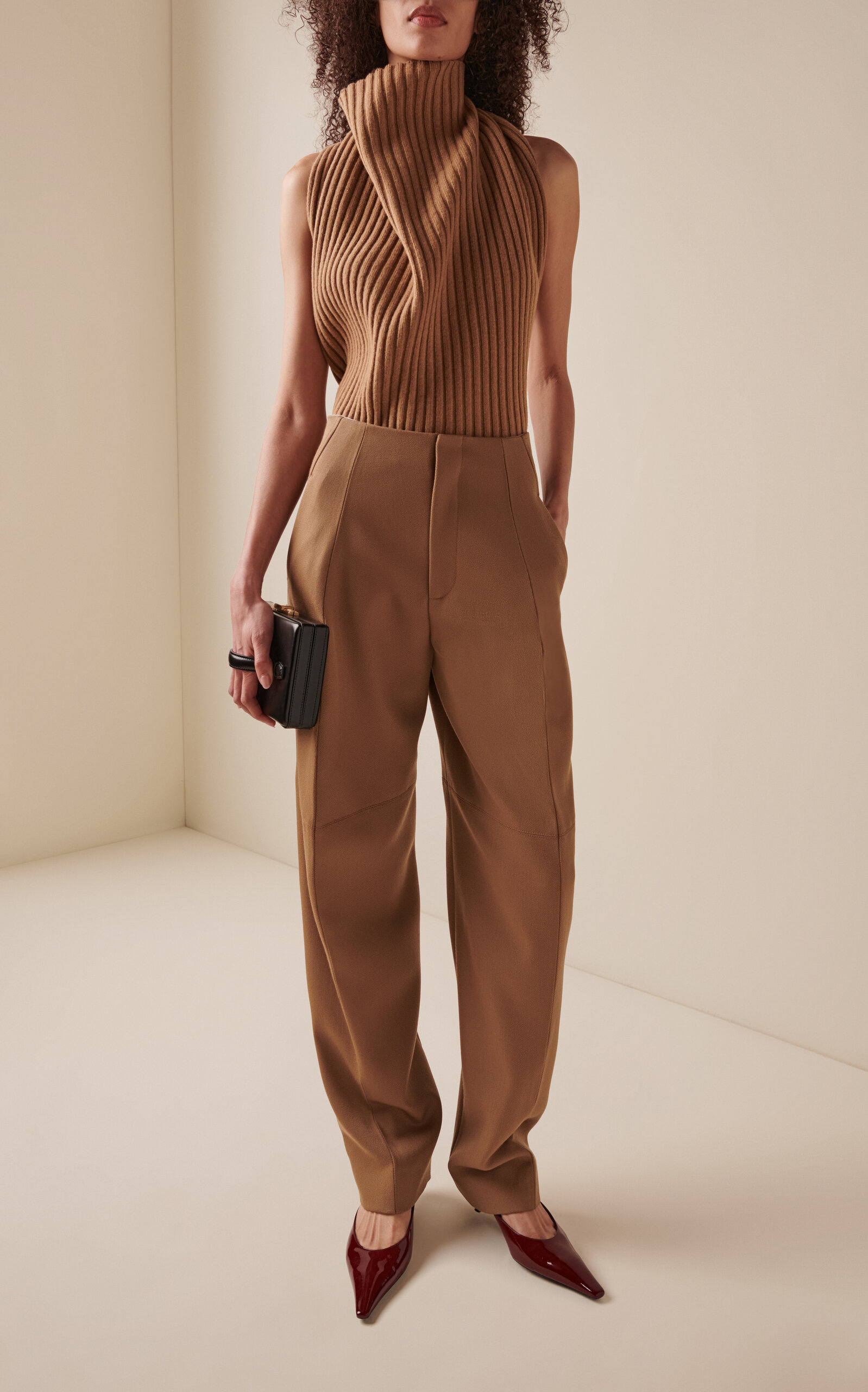 Draped  Ribbed Top khaki - 3