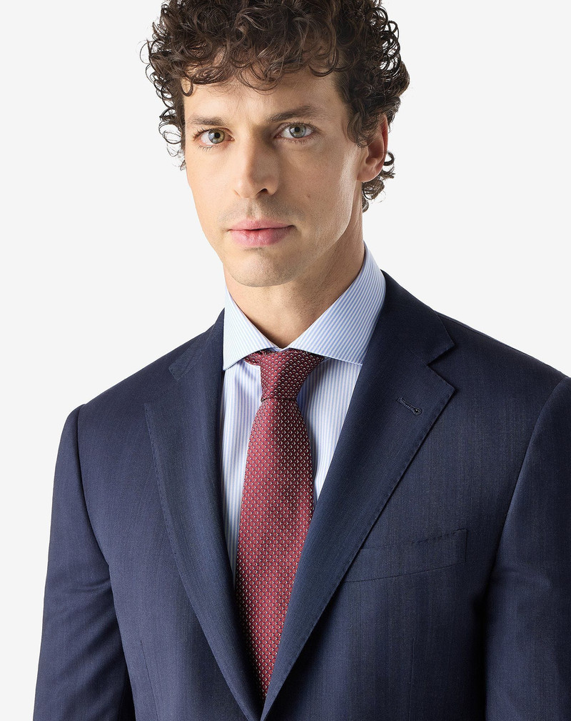CORNELIANI Burgundy pure silk tie with geometric pattern outlook