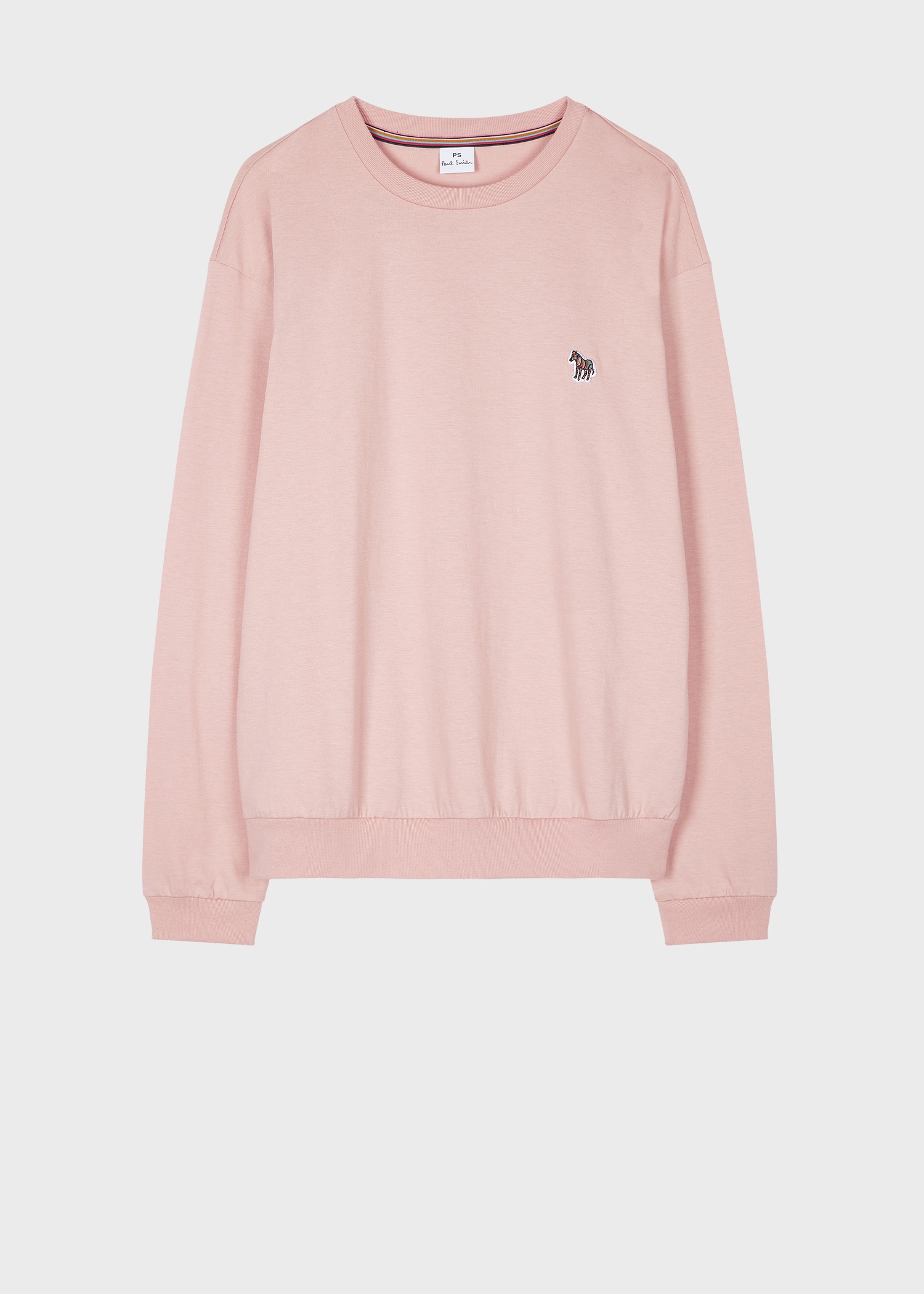 Women's Pink Cotton Zebra Logo Long-Sleeve T-Shirt - 1