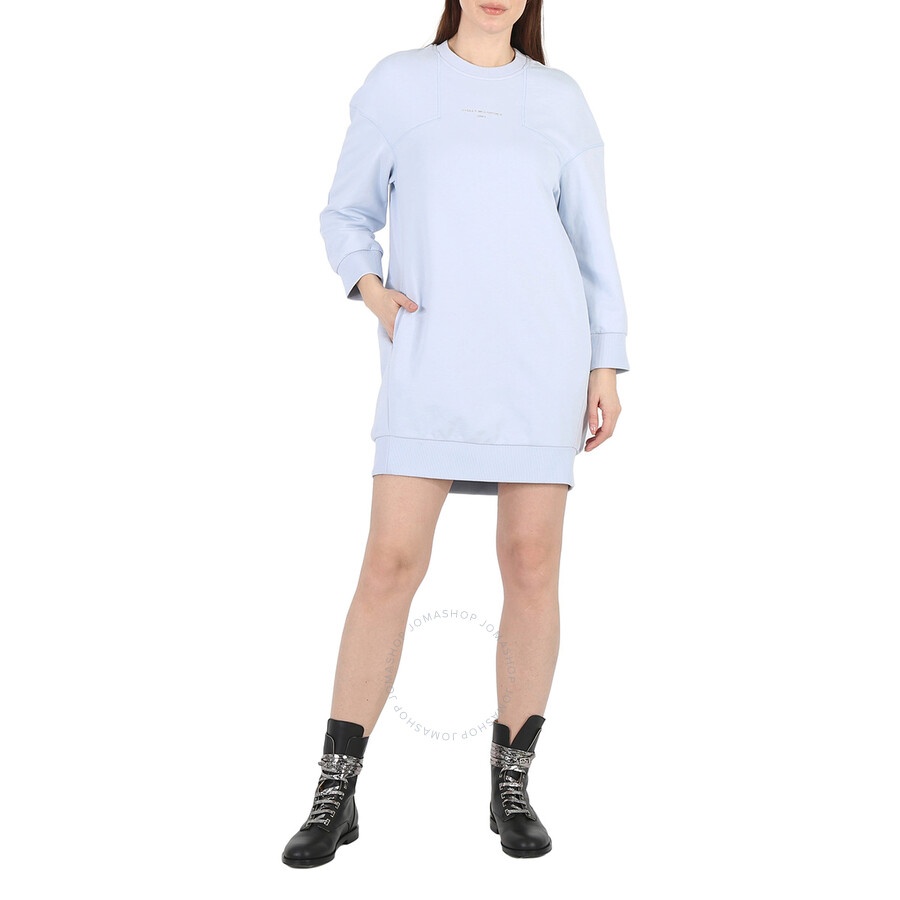 Stella Mccartney Ladies Pale Blue 3D Logo Sweatshirt Dress - 4