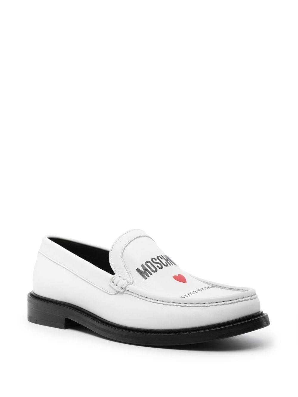 logo-print leather loafers - 2