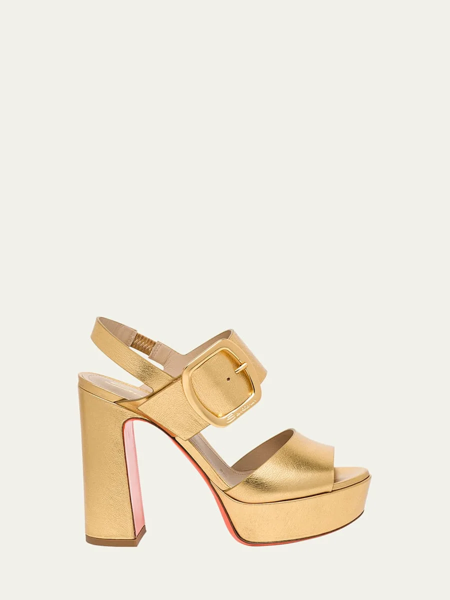 Bruxel Metallic Buckle Platform Sandals - 1