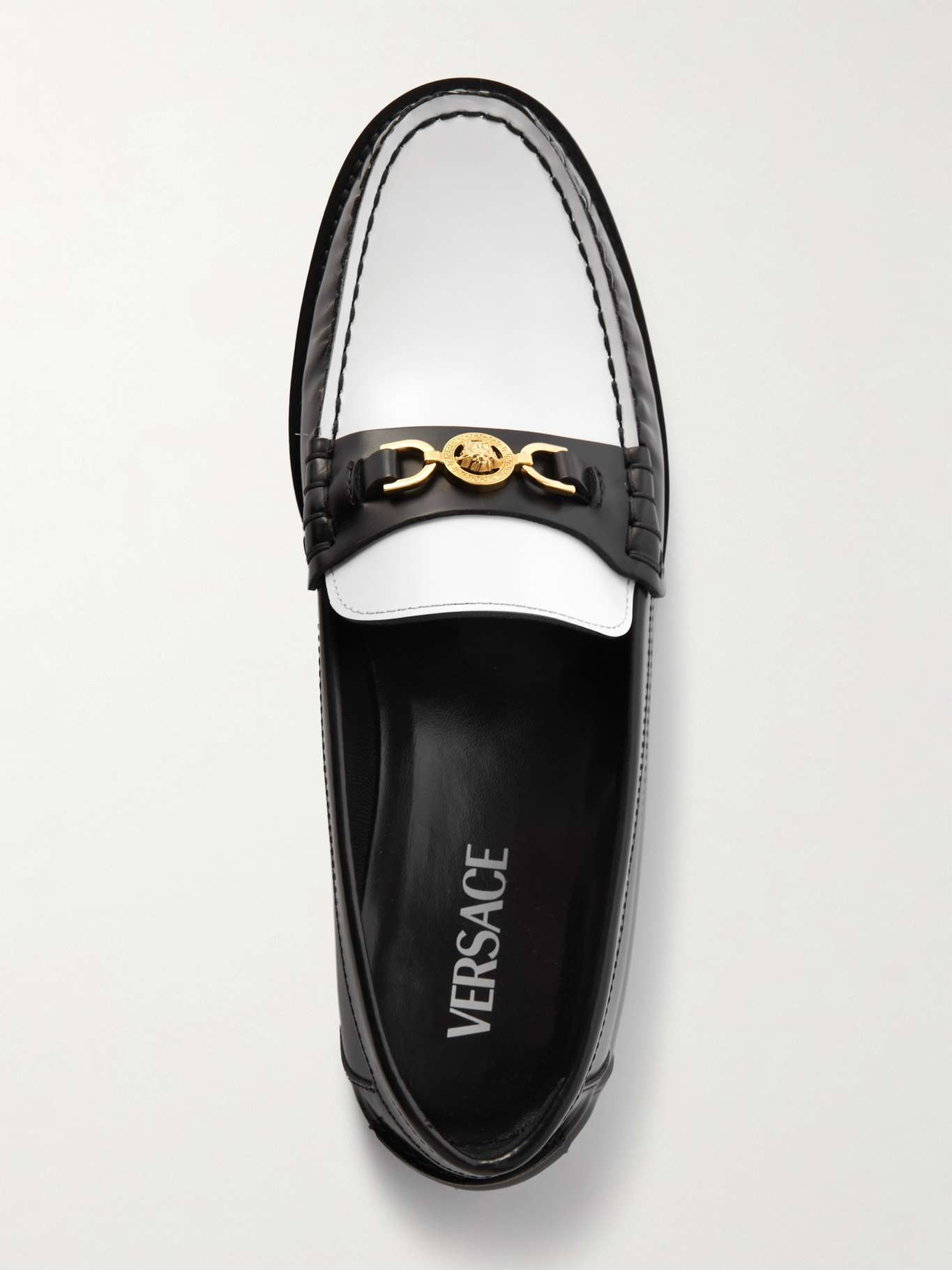 Embellished two-tone leather penny loafers - 2