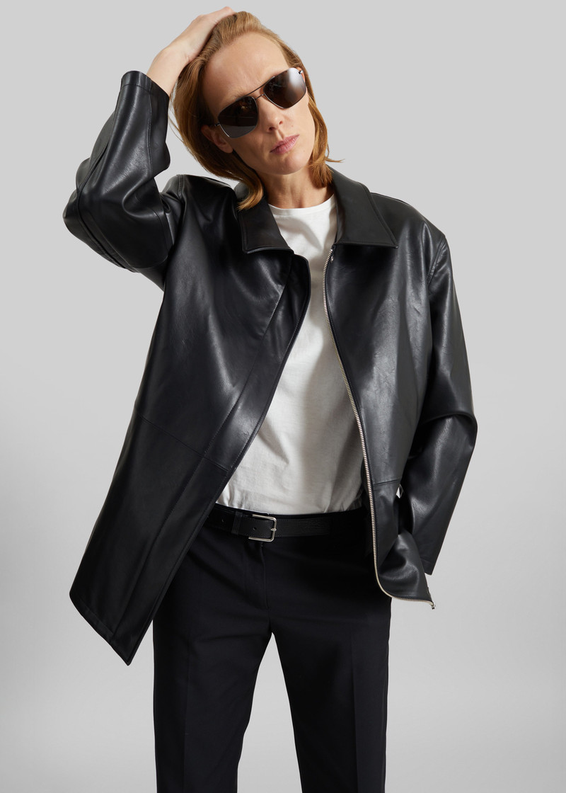 Low Classic Low Waist Artificial Leather Jacket - Black 3