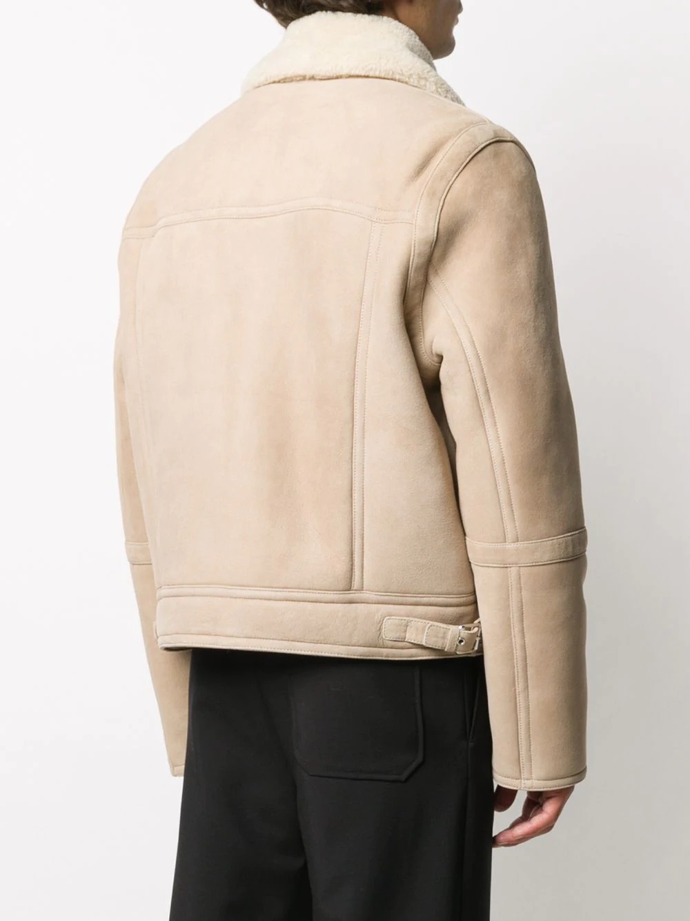 shearling-collar zip-up jacket - 4