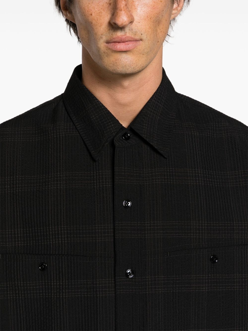 check-pattern seersucker shirt - 5