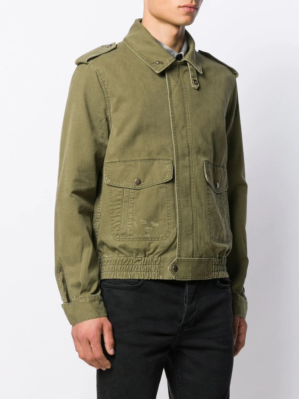 patch pocket detail aviator jacket - 3