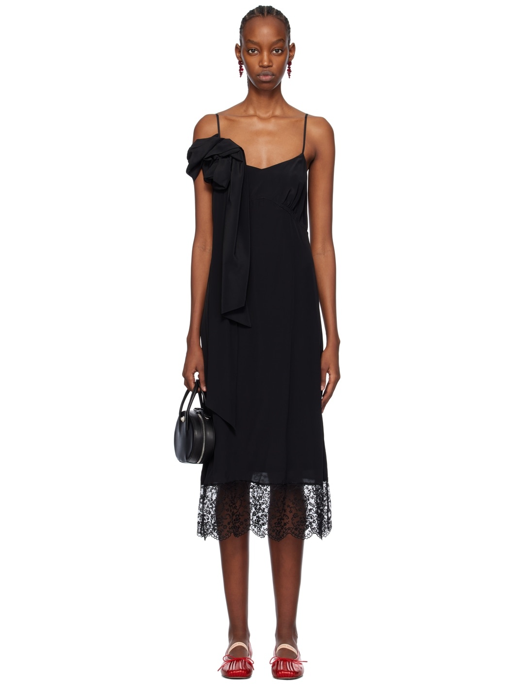 Black Pressed Rose Midi Dress - 1