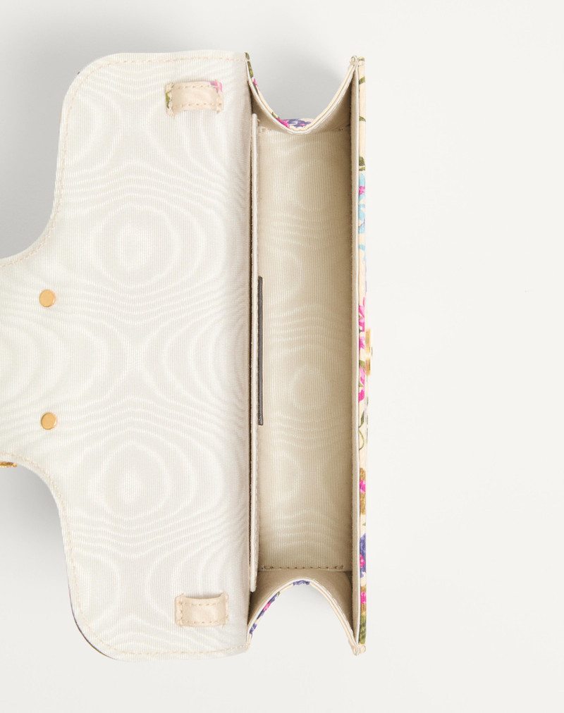 VALENTINO GARAVANI LOCÒ CLUTCH IN PAPIER FLORAL FABRIC WITH VLOGO SIGNATURE JEWEL DETAIL 4