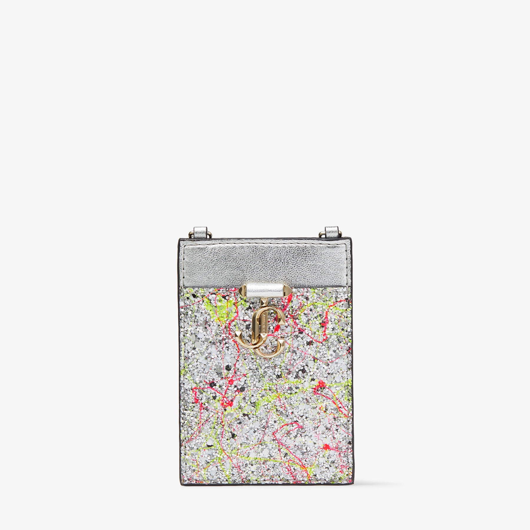 Card Holder W/chain
Multicoloured Splattered Coarse Glitter Fabric Card Holder with Chain - 1
