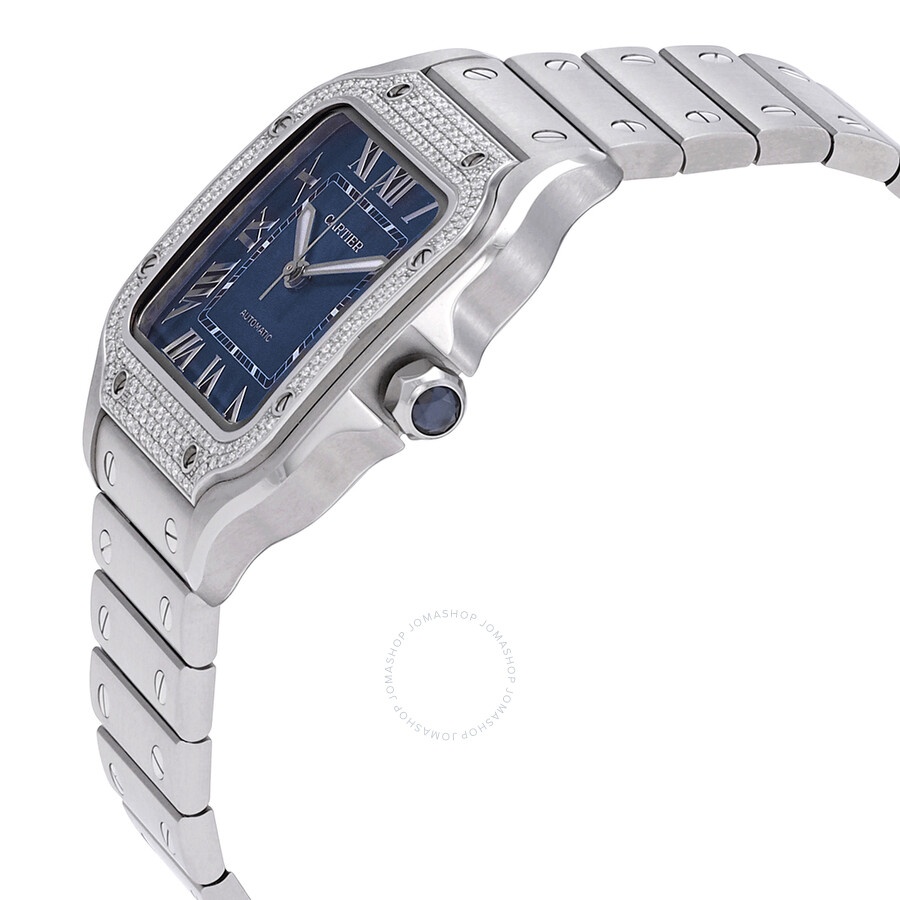 Cartier Santos Medium Model Automatic Diamond Blue Dial Ladies Watch W4SA0006 - 2