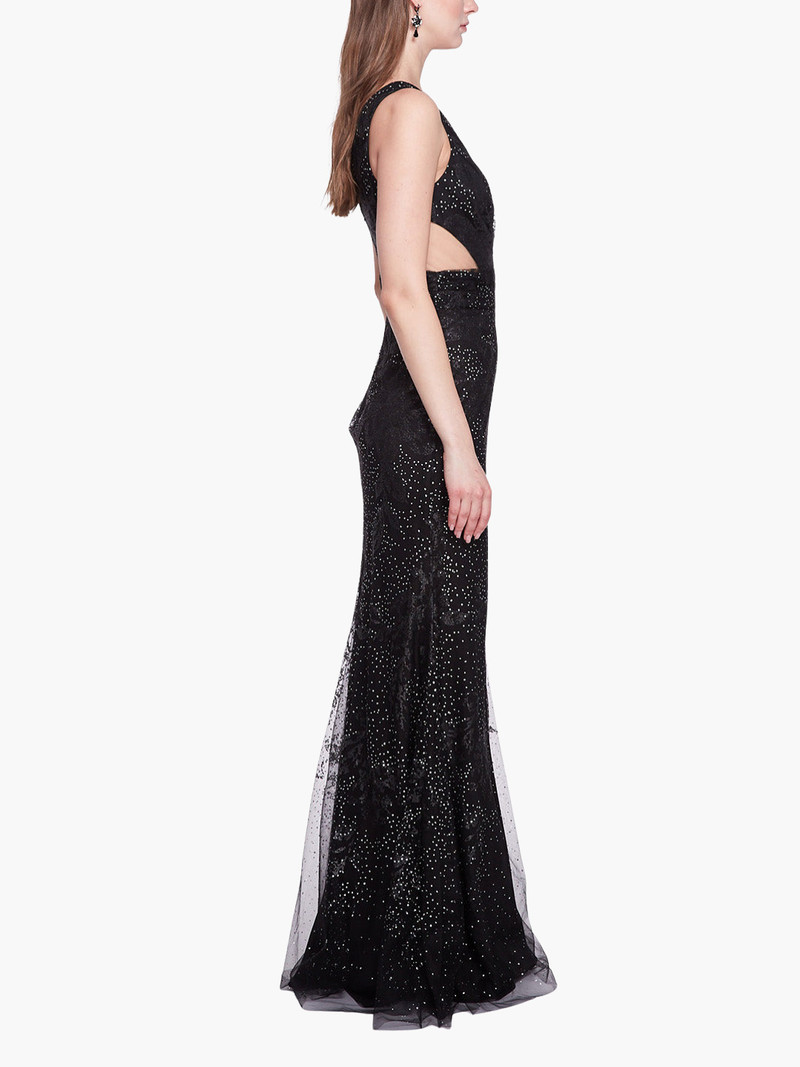 SLEEVELESS V-NECK GLITTER GOWN 3