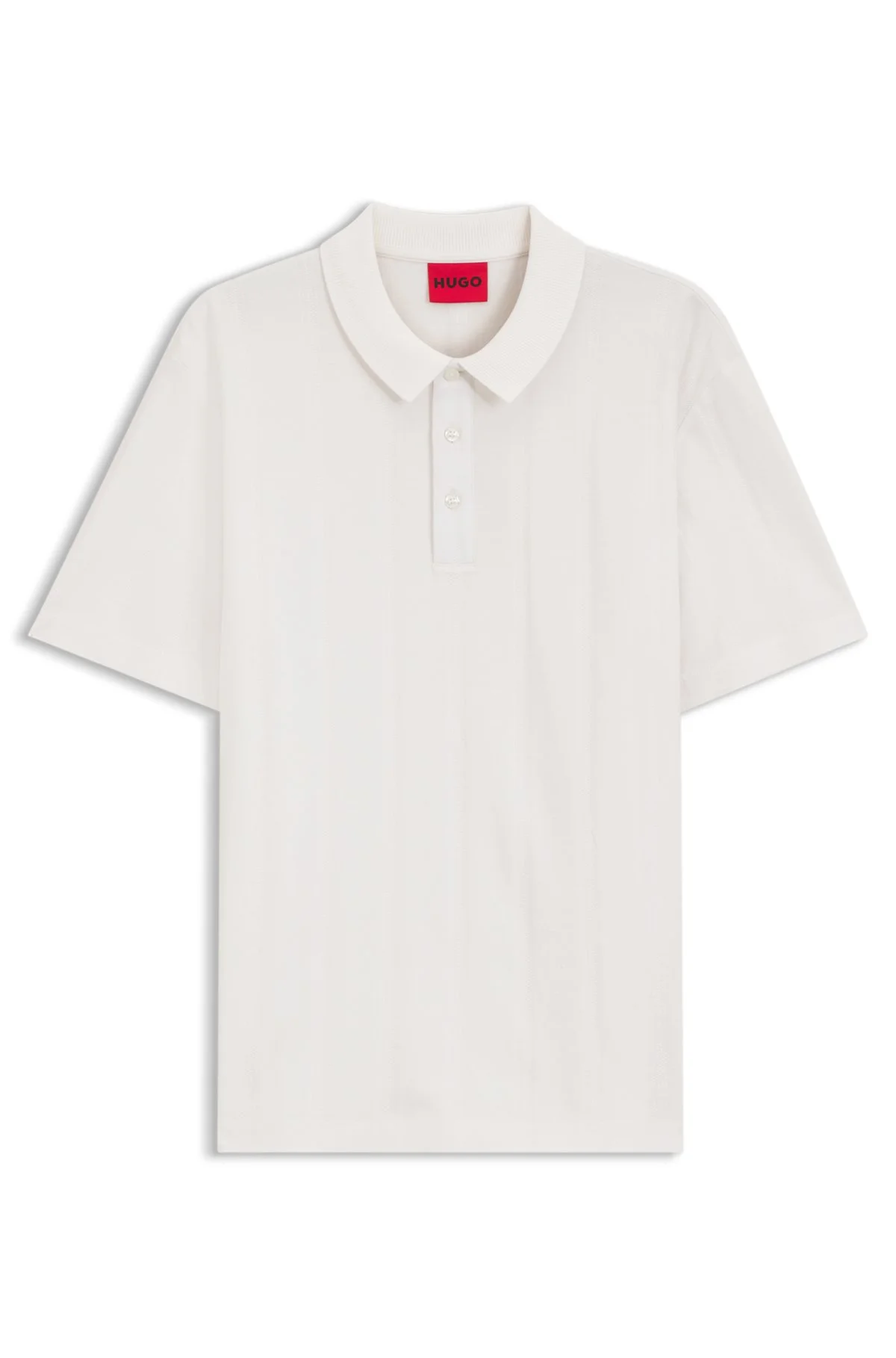 RELAXED-FIT MERCERIZED-COTTON POLO SHIRT WITH HERRINGBONE STRIPES - 1