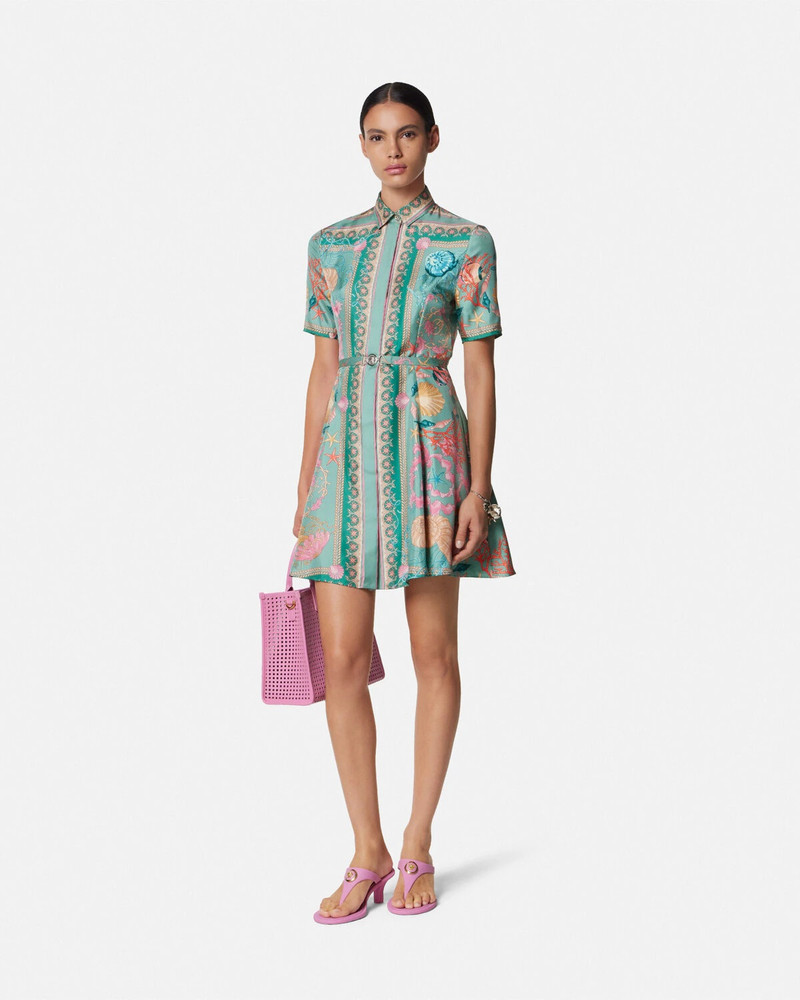 VERSACE Underwater Barocco Silk Mini Shirt Dress outlook