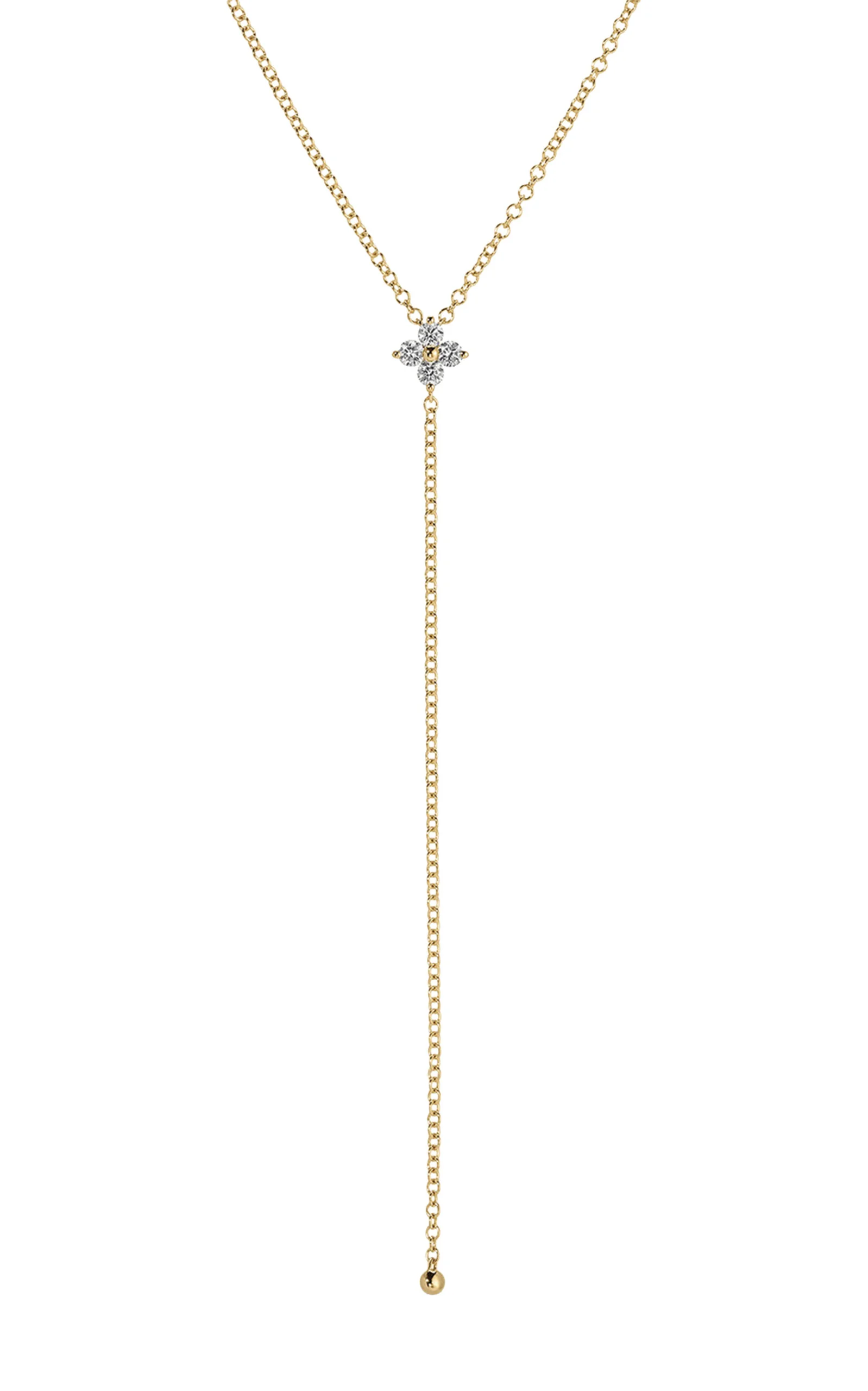 Fleur 14K Yellow Gold Diamond Lariat Necklace - 1