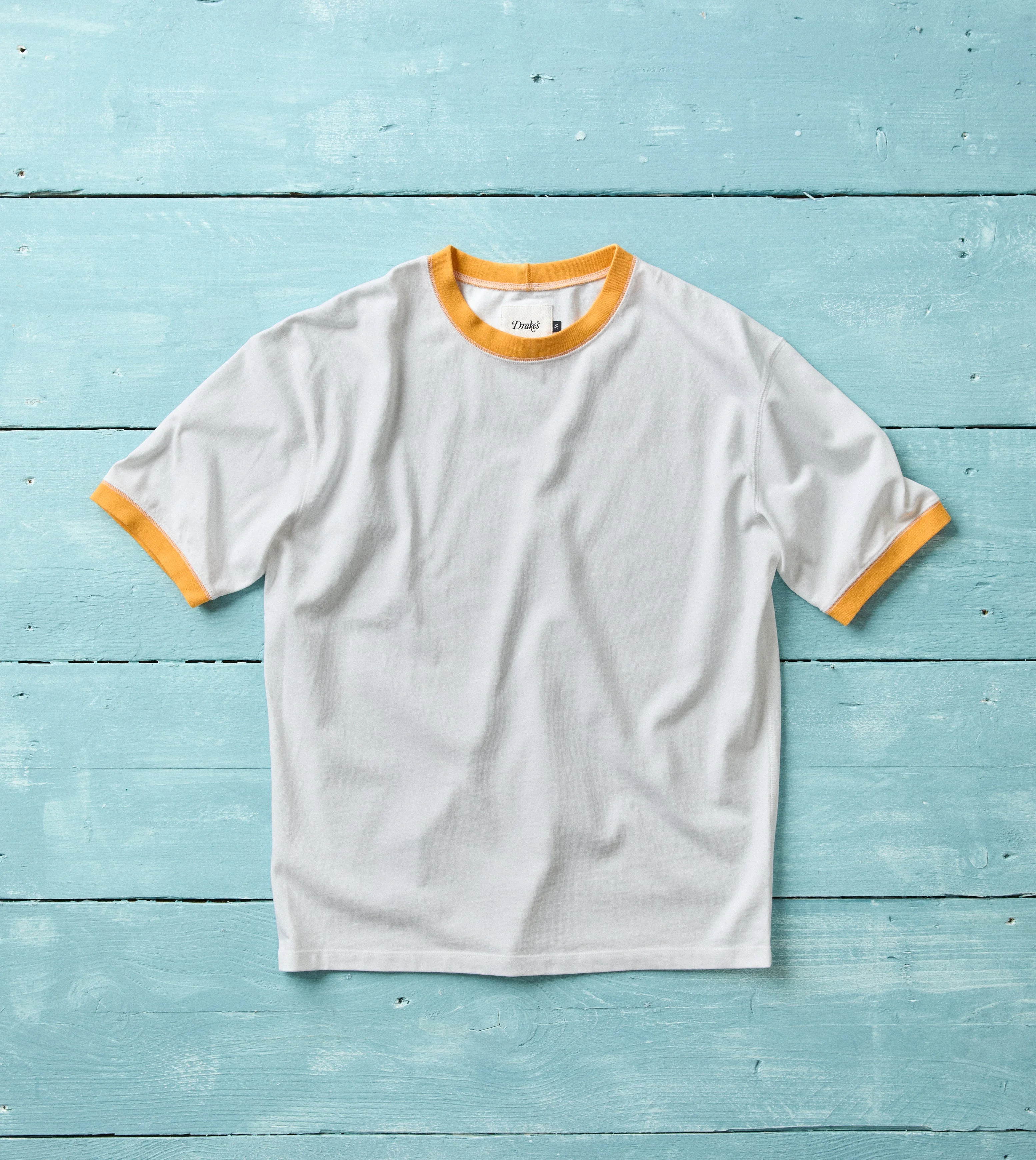 White and Yellow Tipped Ringer T-Shirt - 1