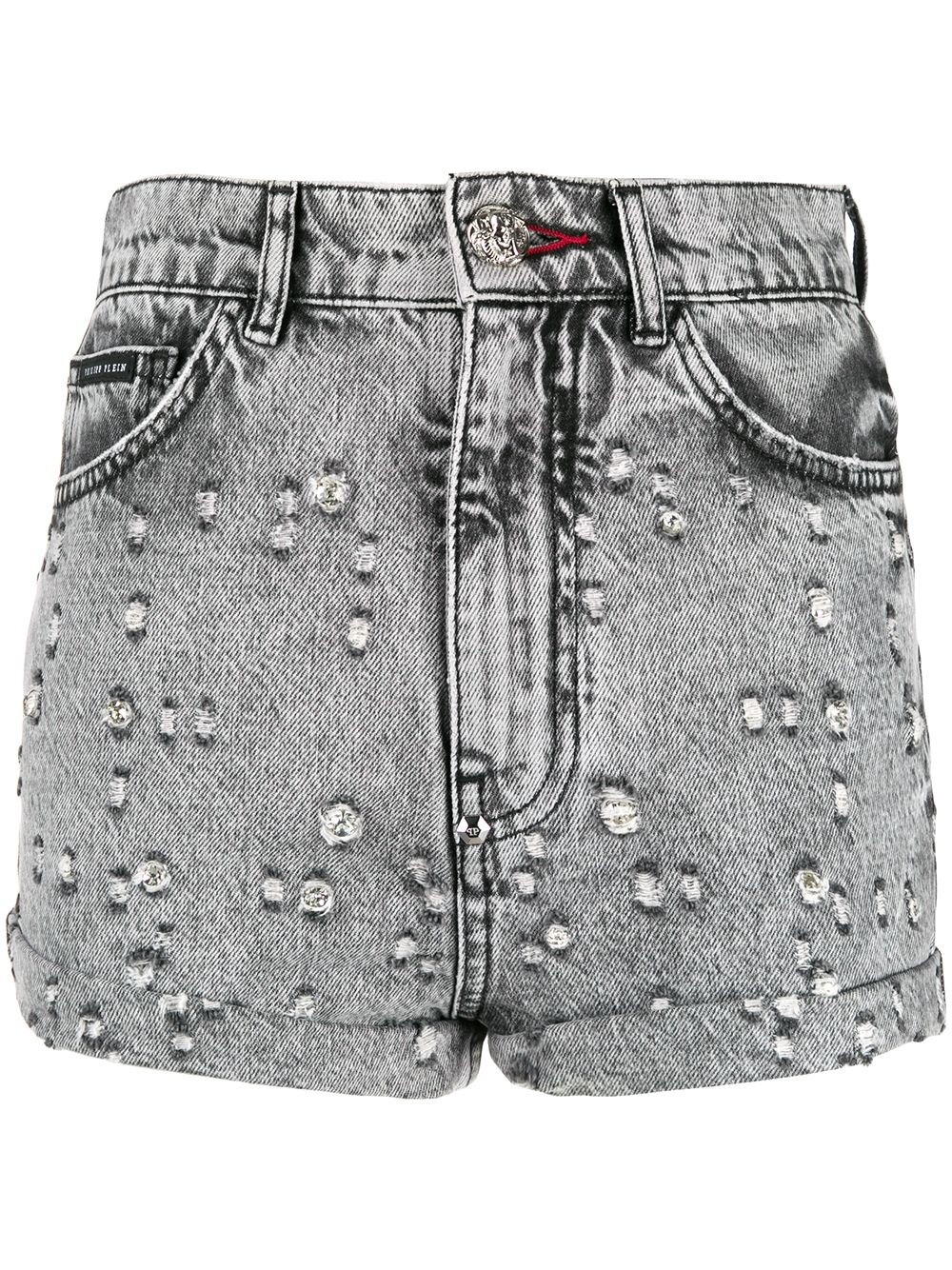 studded denim shorts - 1