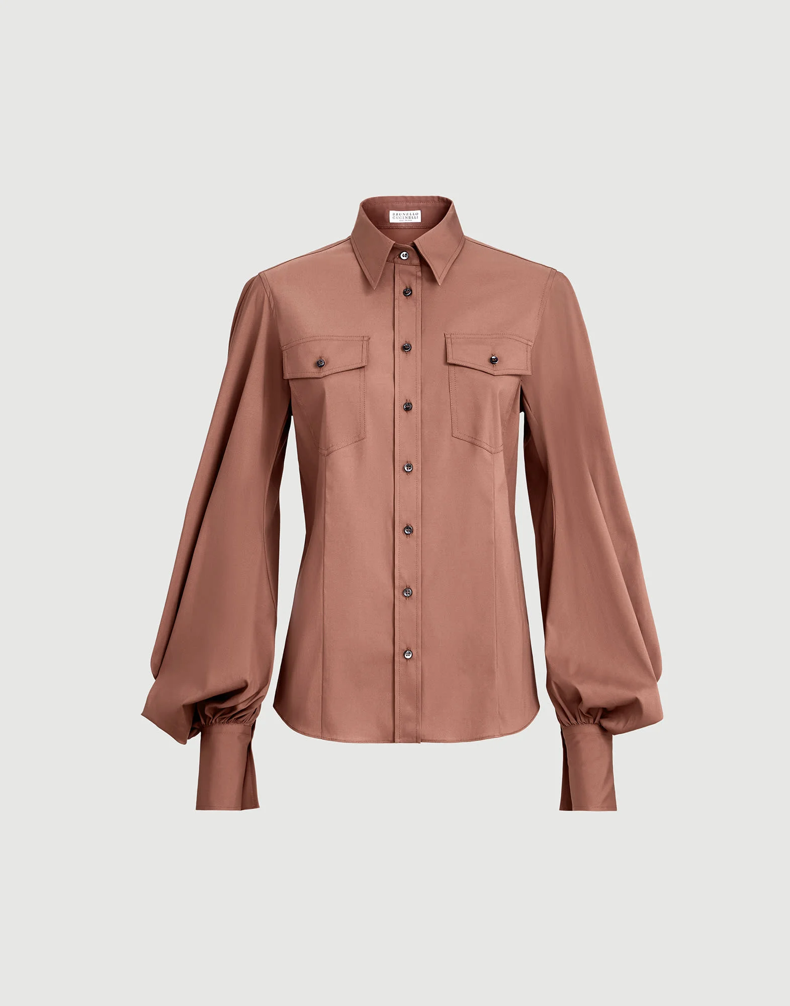 Stretch cotton poplin shirt with monili - 1