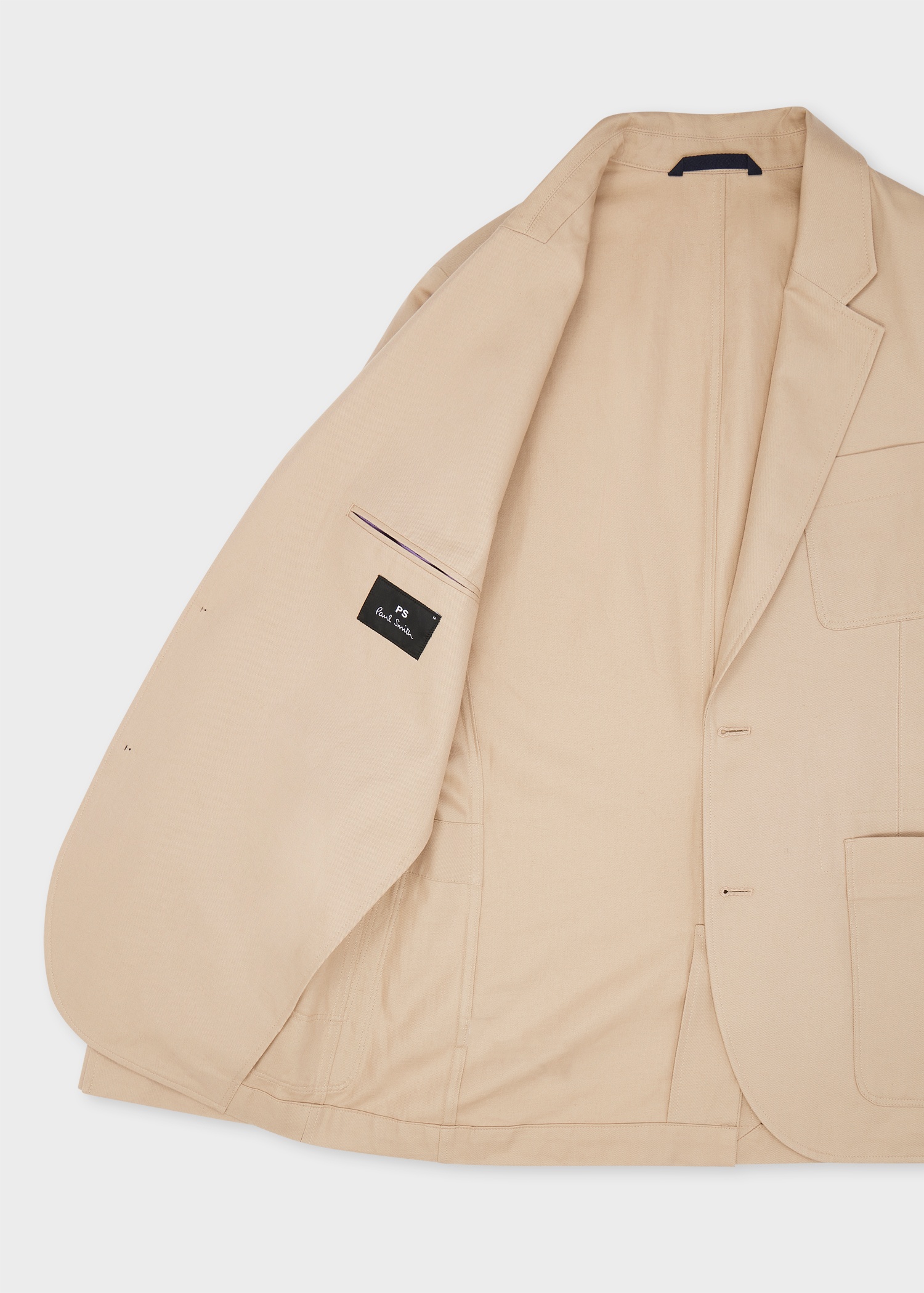 Tan Cotton-Linen Twill Patch-Pocket Blazer - 4