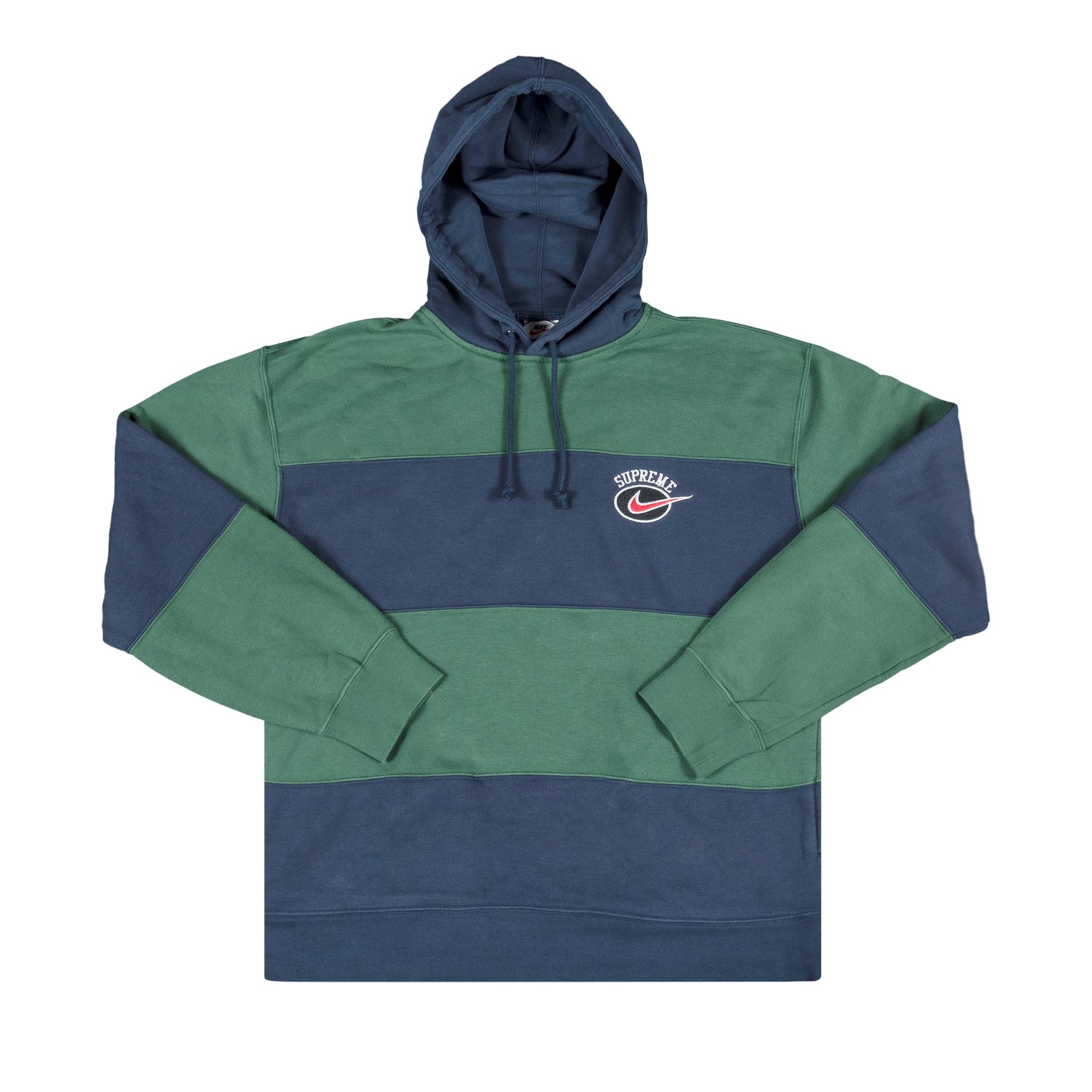 Supreme x Nike Stripe Hooded Sweatshirt 'Navy' - 1