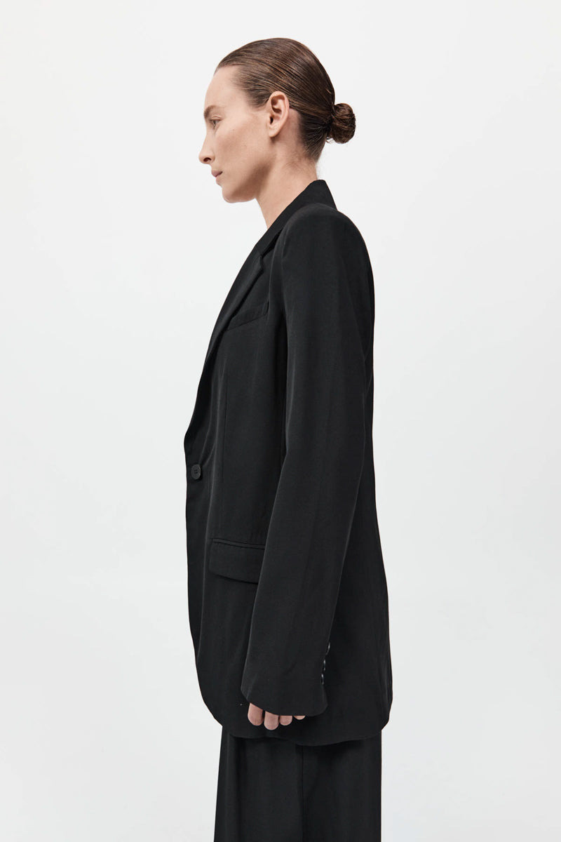 Wool Double Layer Blazer - Black - 11