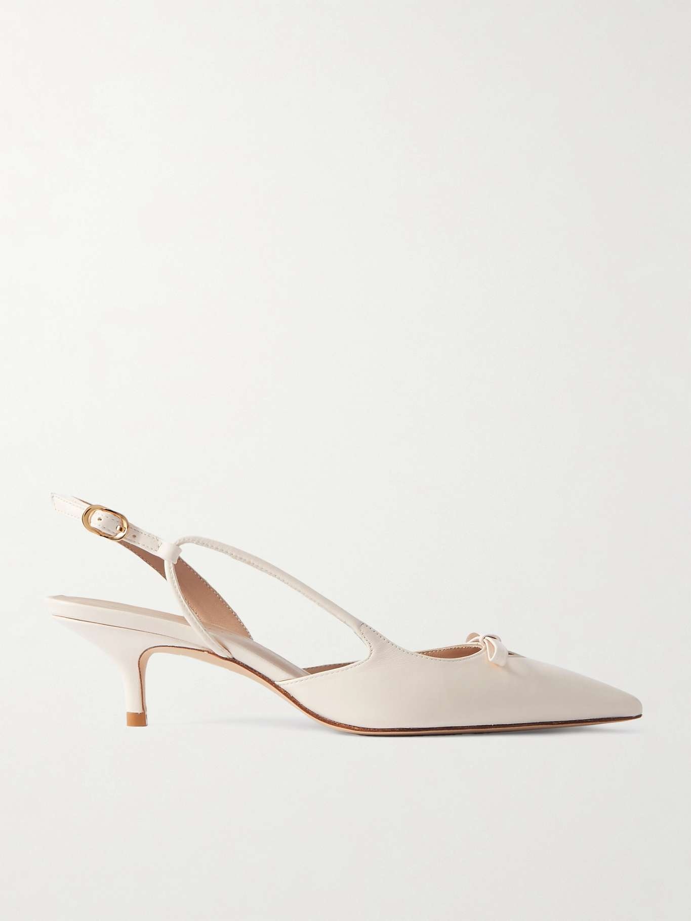 Tully bow-detailed leather point-toe slingback pumps - 1