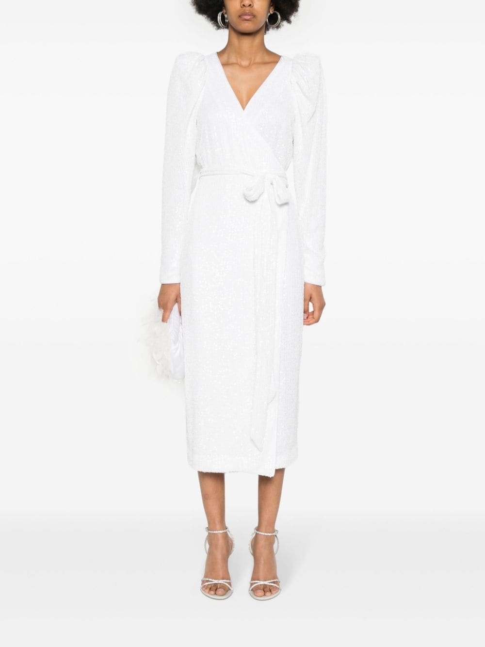 sequined midi wrap dress - 2