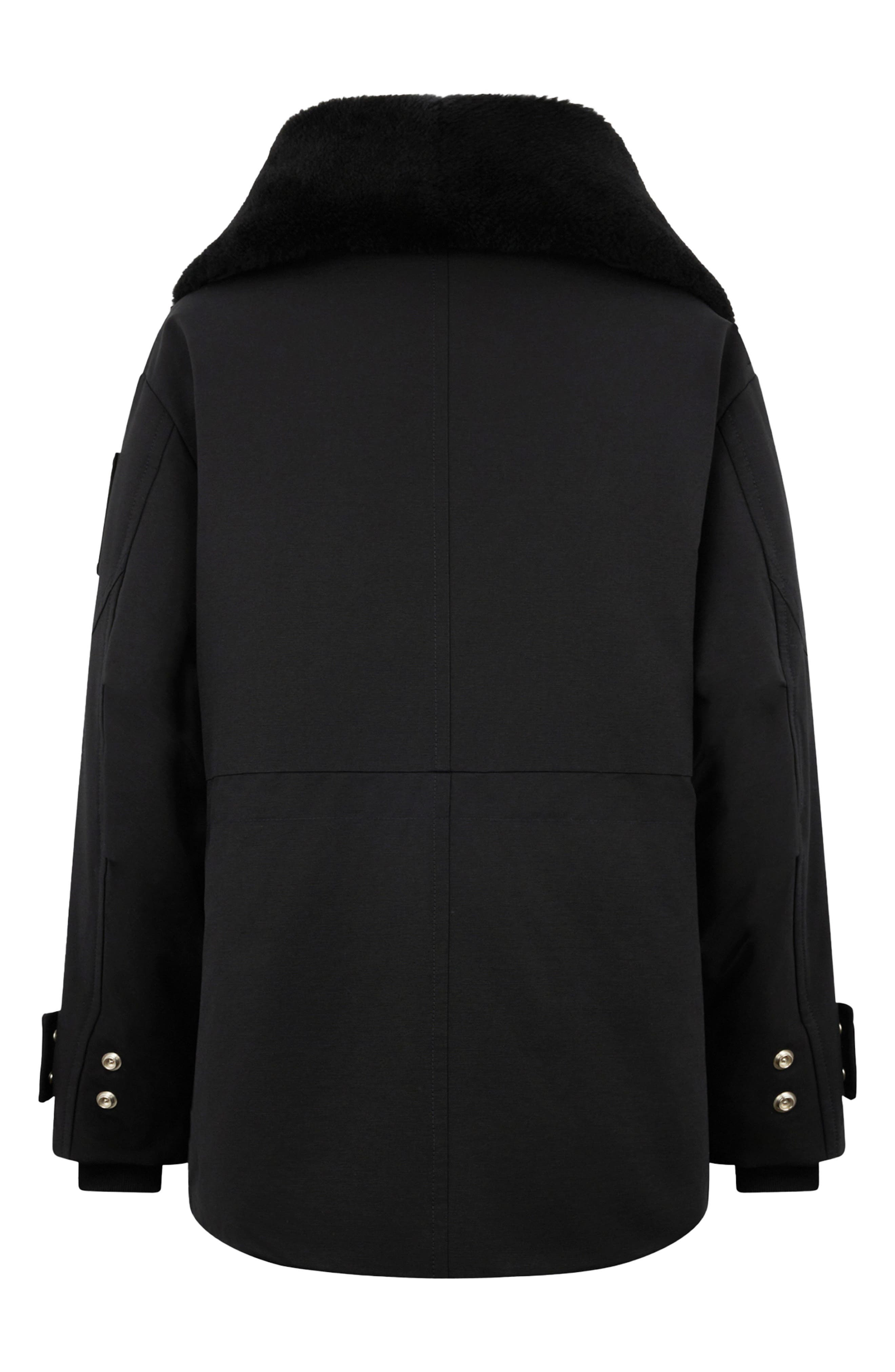 Moose Knuckles Aurora Water Repellent Genuine Shearling Lined 800 Fill Power Down Jacket in Black W/ - 6