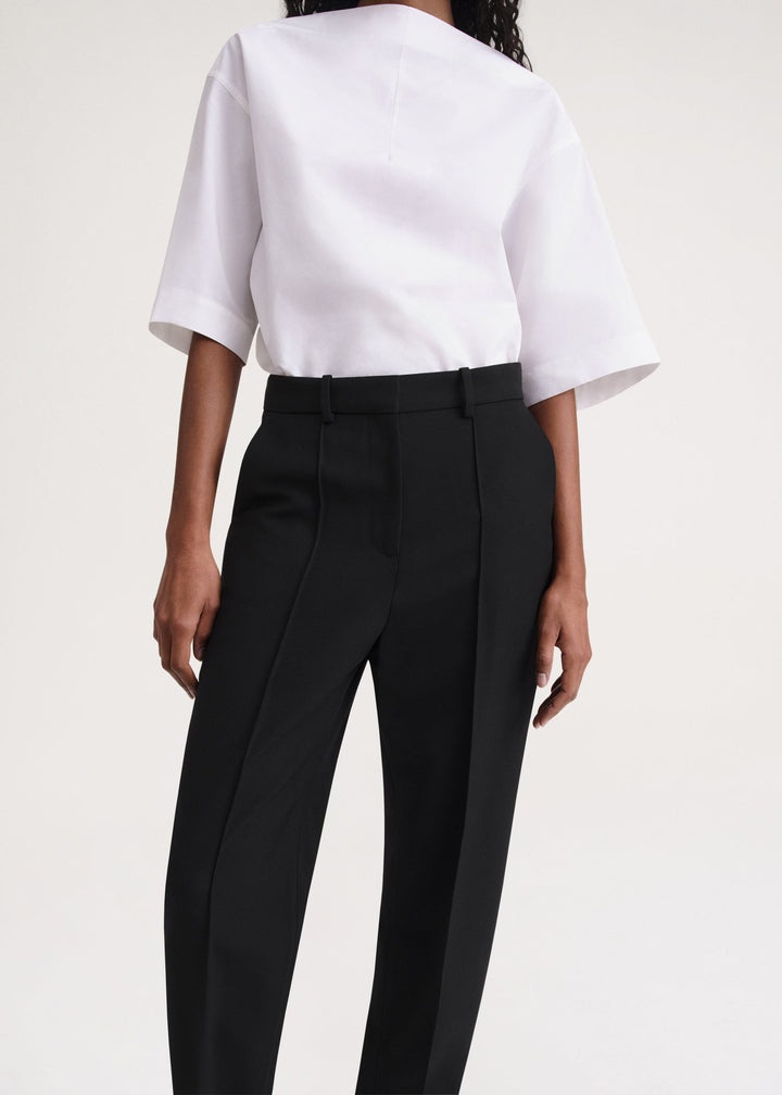 Sewn pleat wool-blend trousers black - 5