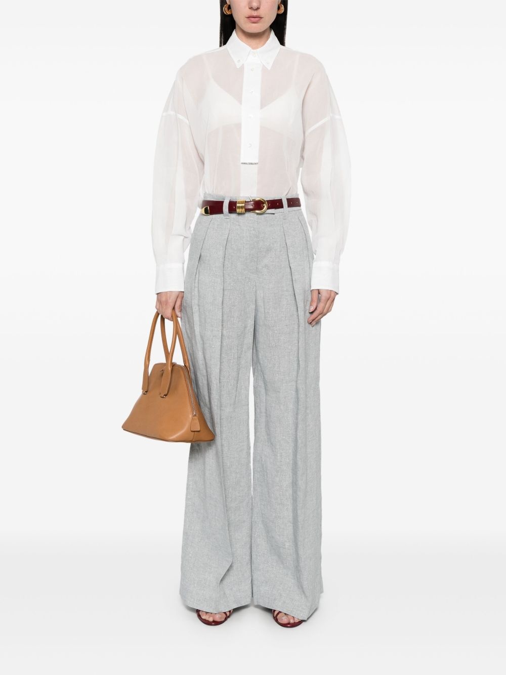 metallic-threading trousers - 2