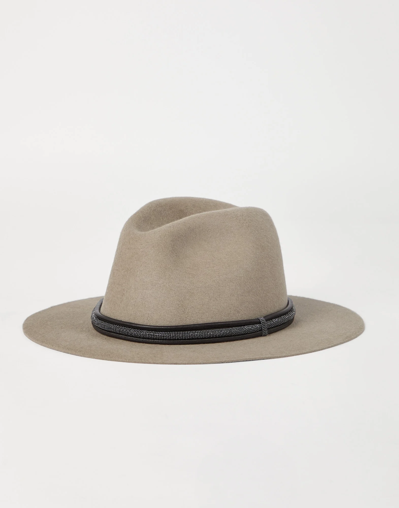 Felt fedora with leather and monili band - 1