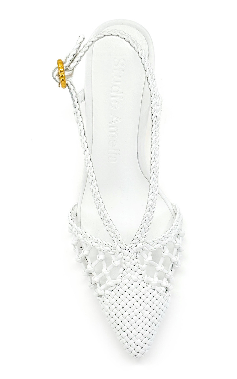 Studio Amelia Nexus Leather Slingback Pumps white outlook