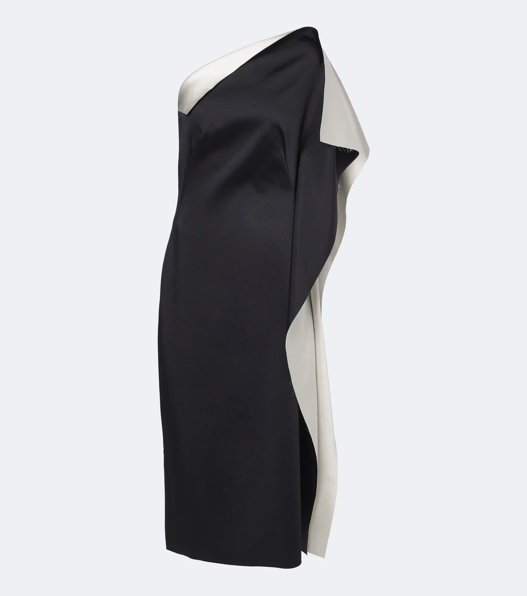 Draped one-shoulder satin cocktail dress - 1