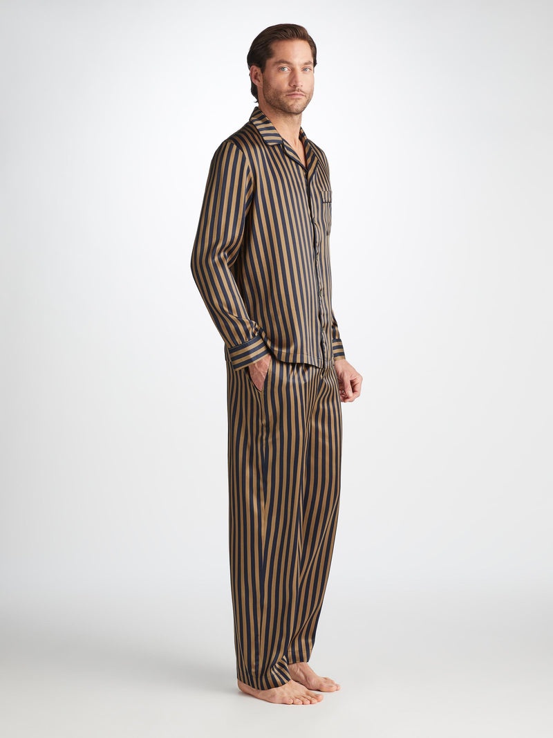 Men's Pajamas Brindisi 107 Silk Satin Navy - 3