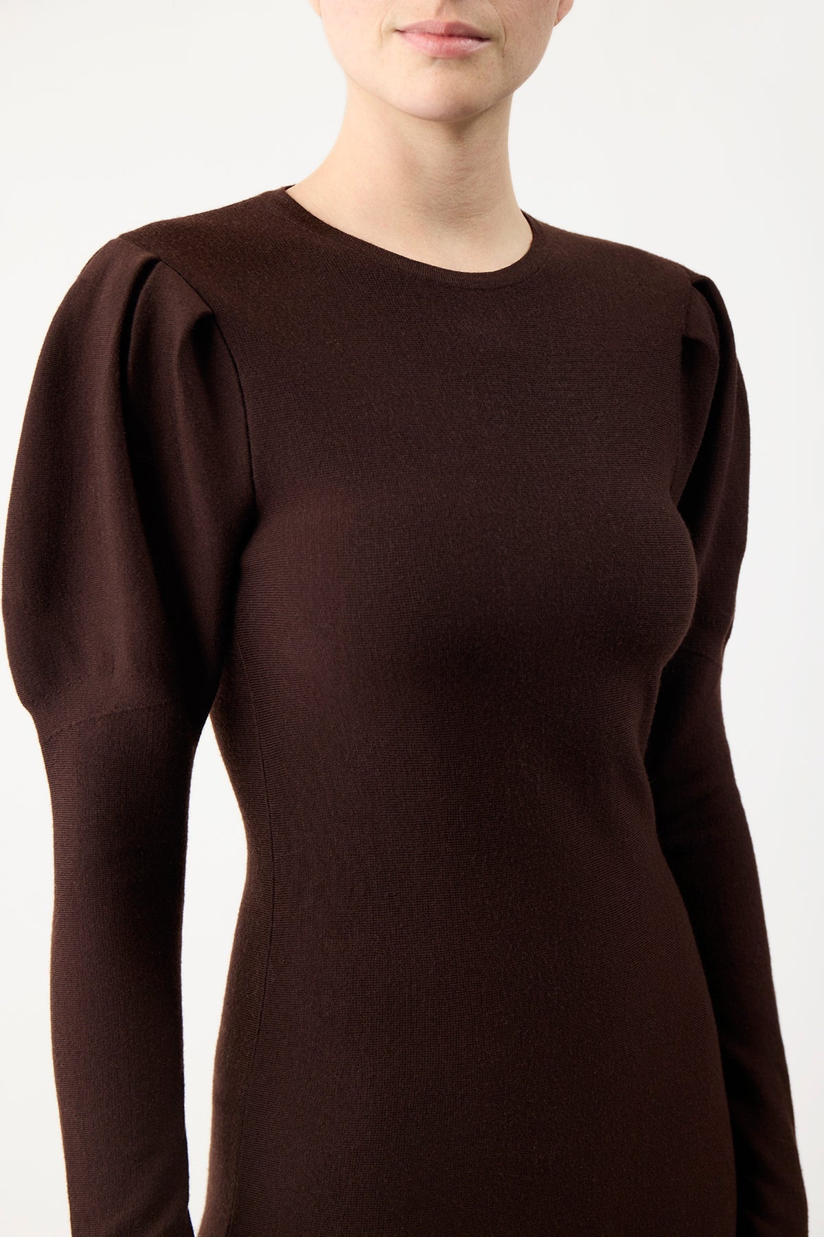 Hannah Dress in Chocolate Merino Wool - 5