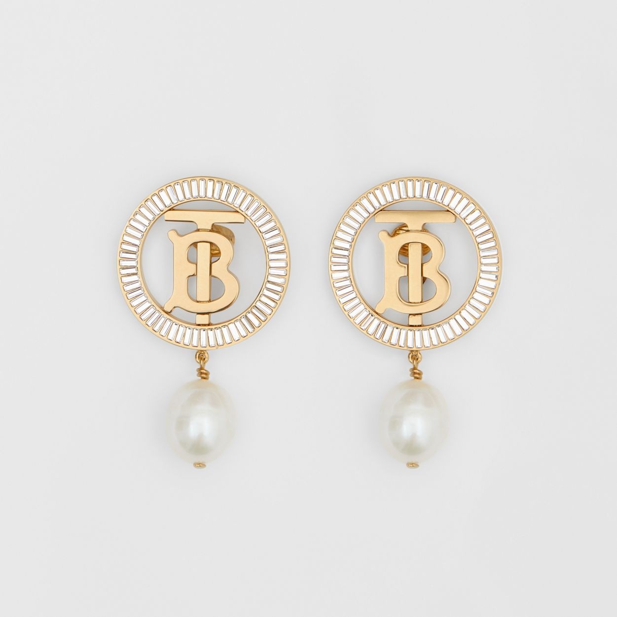 Pearl Detail Gold-plated Monogram Motif Earrings - 1