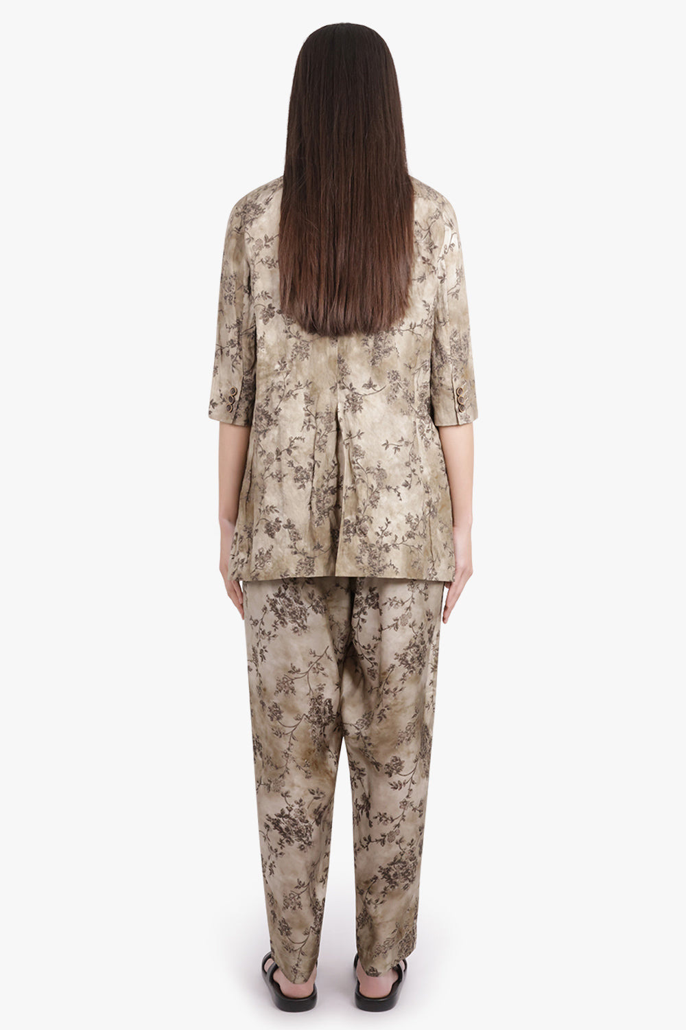 KALY FLORAL PRINT RELAXED CRINKLE JACKET | SMOKE WHITE/GREY - 5