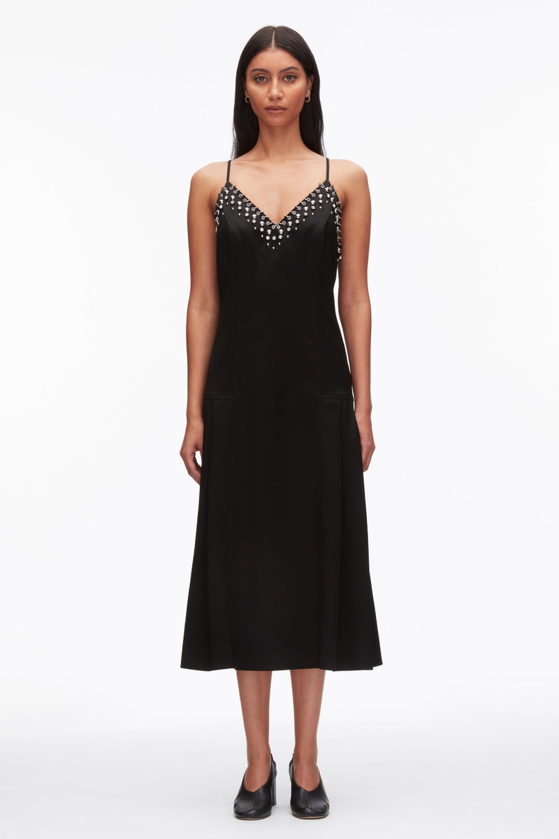 Studded Satin Pleated Cami Midi Dress 3