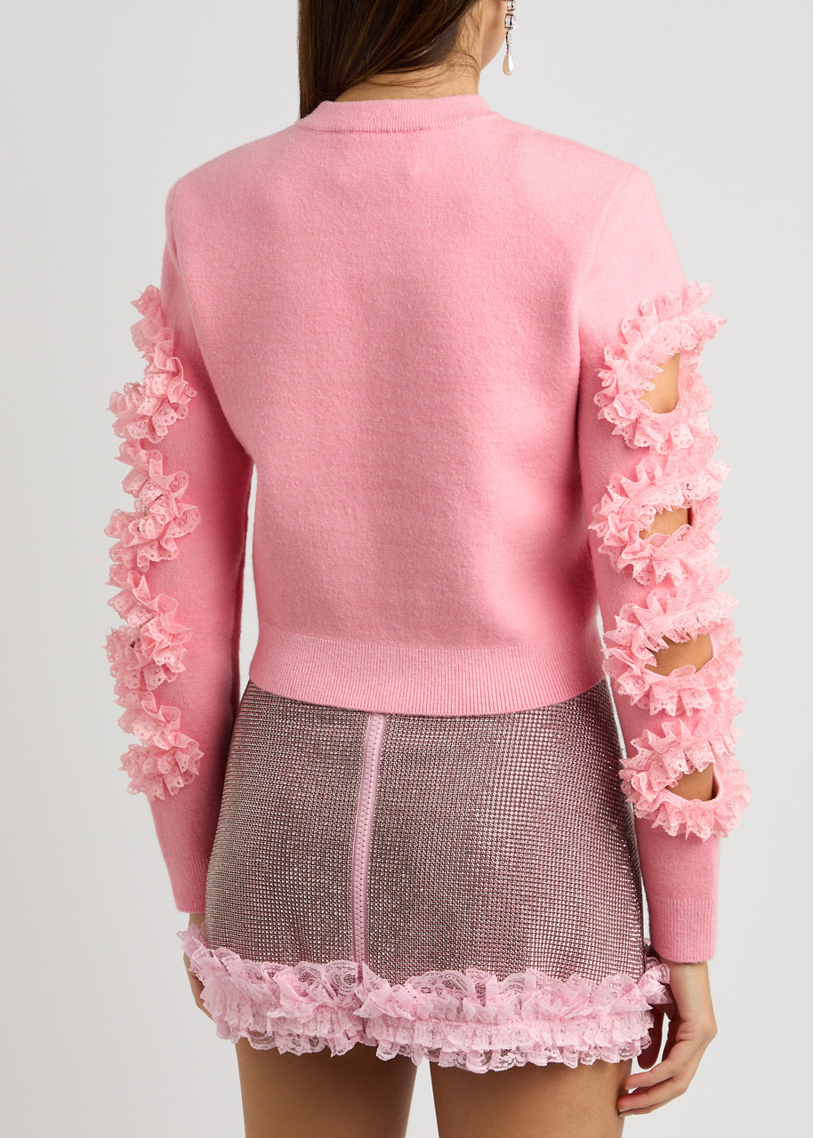 Self-portrait X Christopher Kane Lace-trimmed Cut-out Cardigan - 3