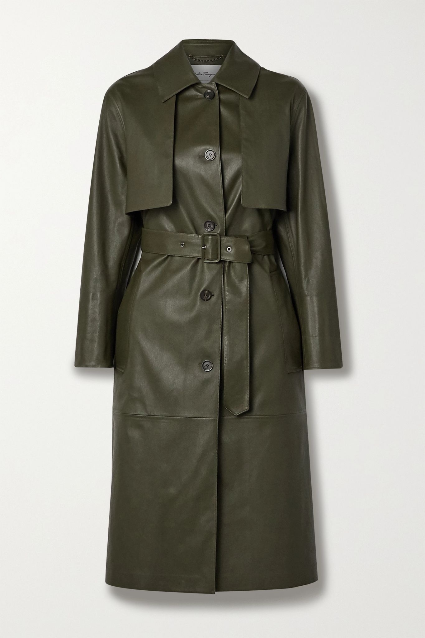 Paneled leather trench coat - 1