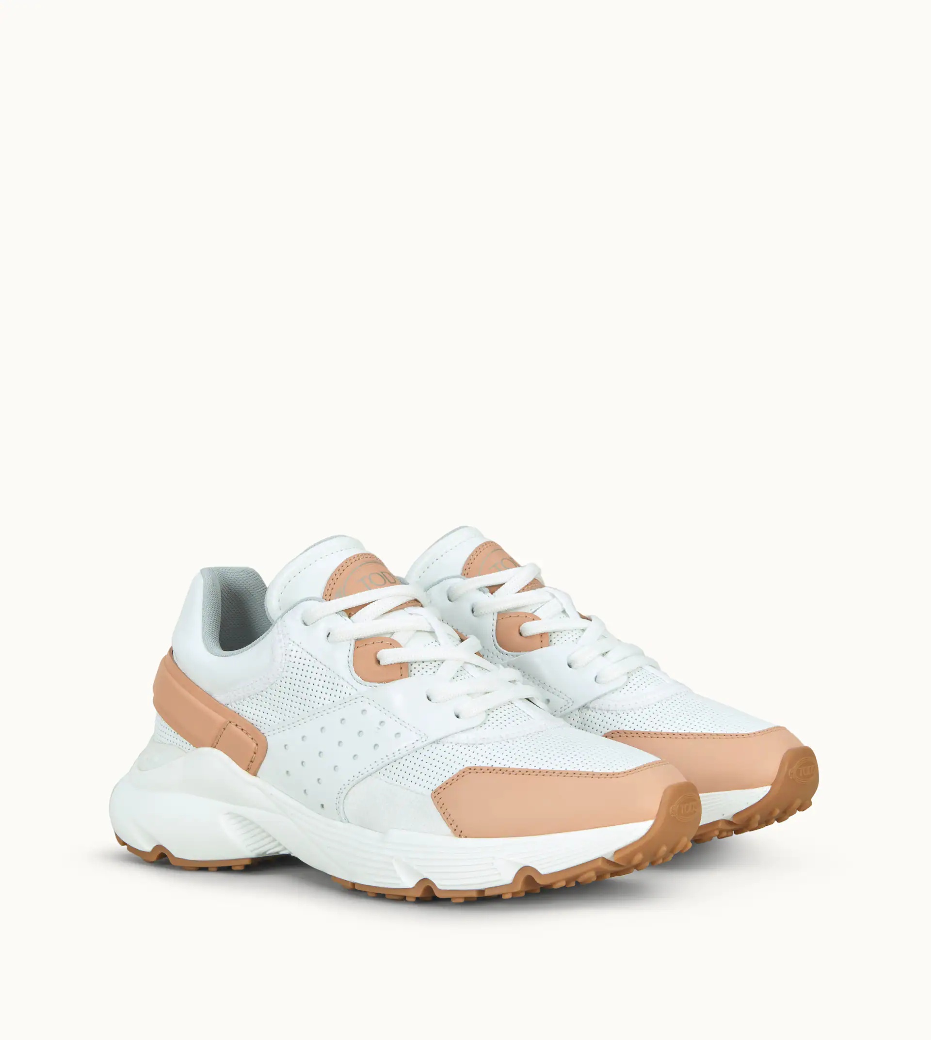 SNEAKERS IN LEATHER AND HIGH-TECH FABRIC - BLUE, WHITE - 4