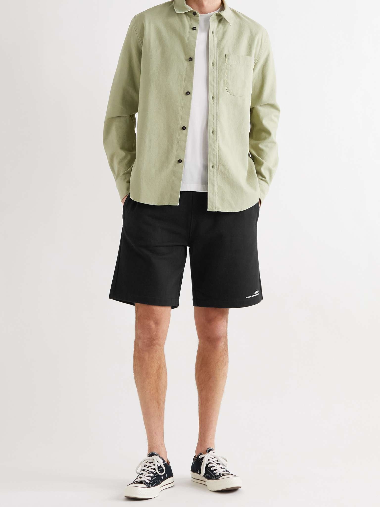 Logo-Print Fleece-Back Cotton-Jersey Drawstring Shorts - 2